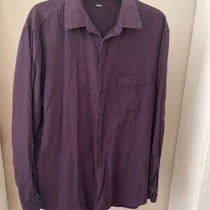 ALFANI 55% SILK 45% COTTON Mens large (L) LONG sleeve shirt PRE OWNED